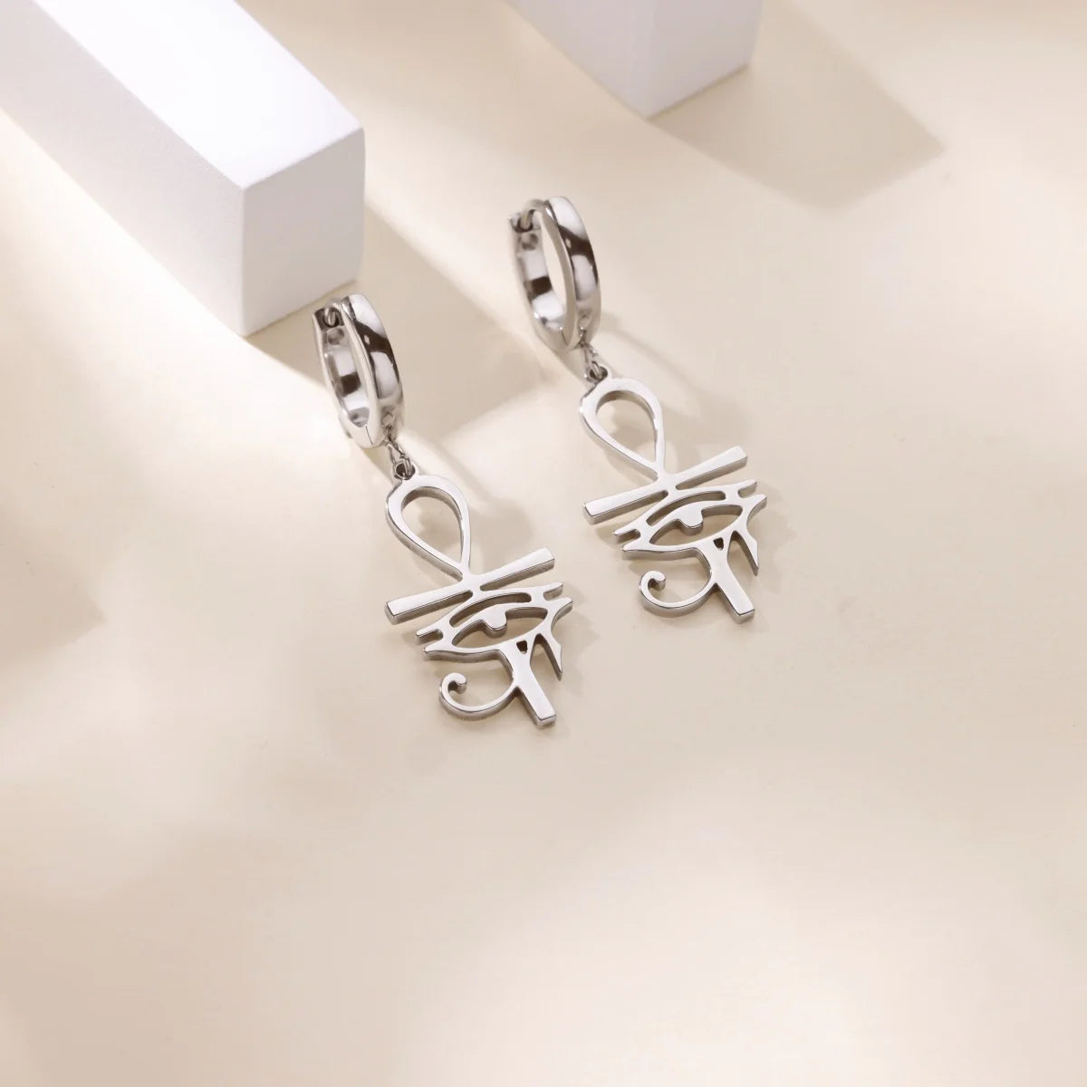 Ankh of Horus Egypt Pendant Earrings (Stainless Steel)