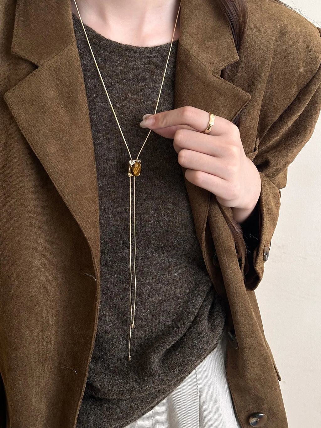 Tigers Eye Tie Necklace