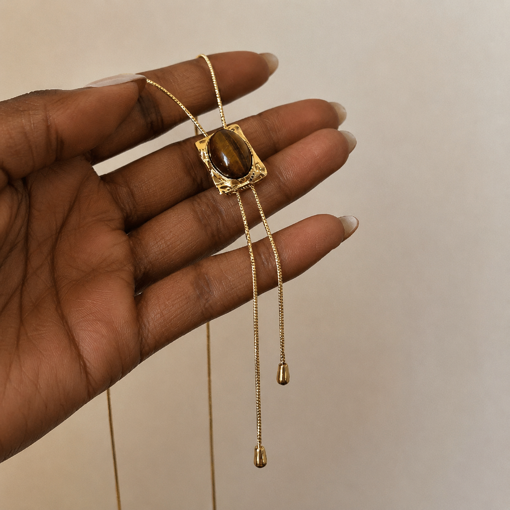 Tigers Eye Tie Necklace