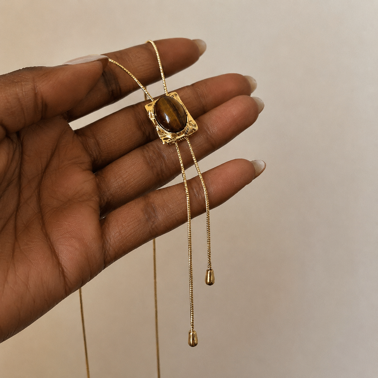 Tigers Eye Tie Necklace