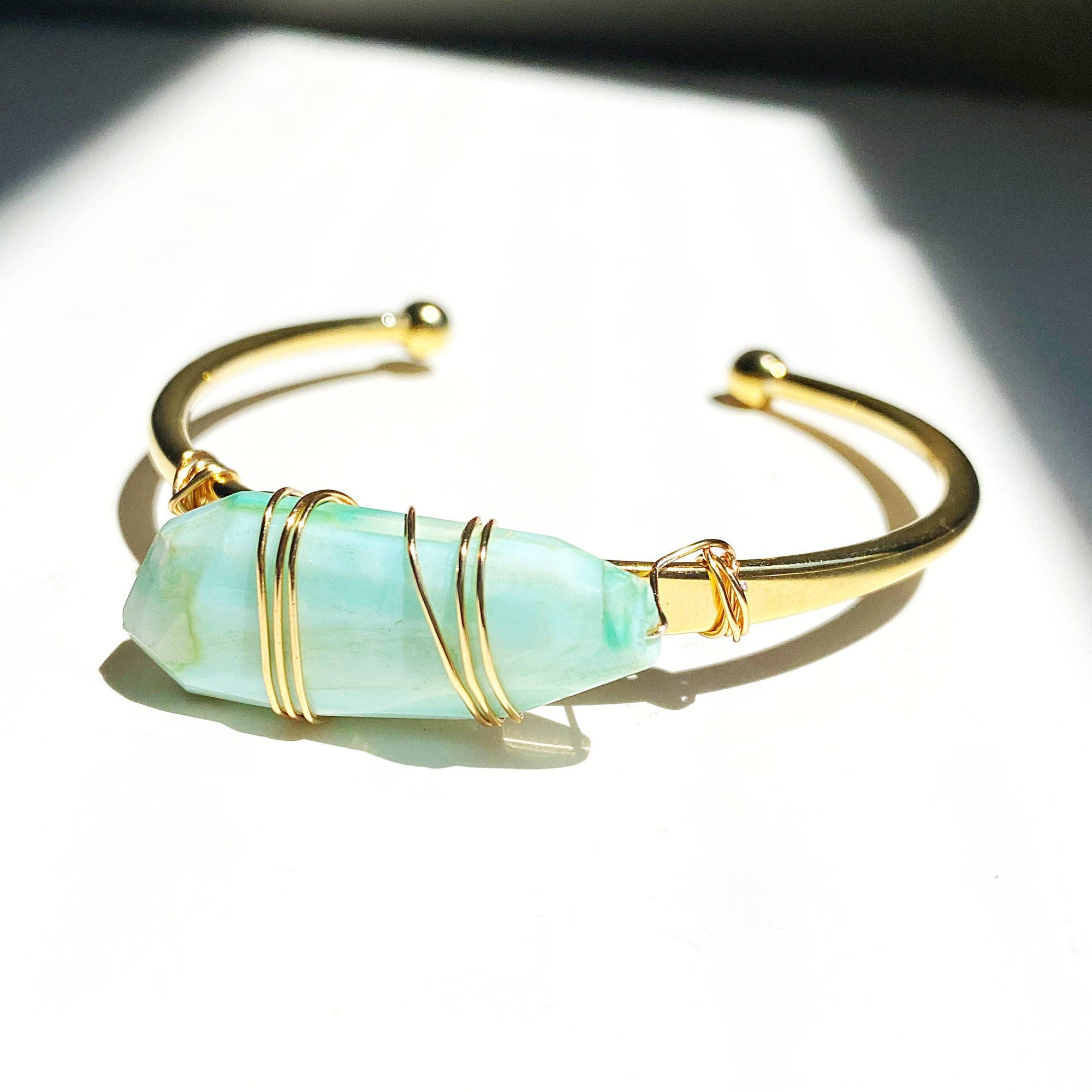 Handmade Mint Opal Cuff Bangle Bracelet