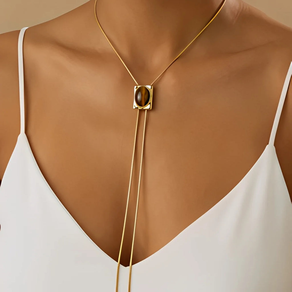 Tigers Eye Tie Necklace