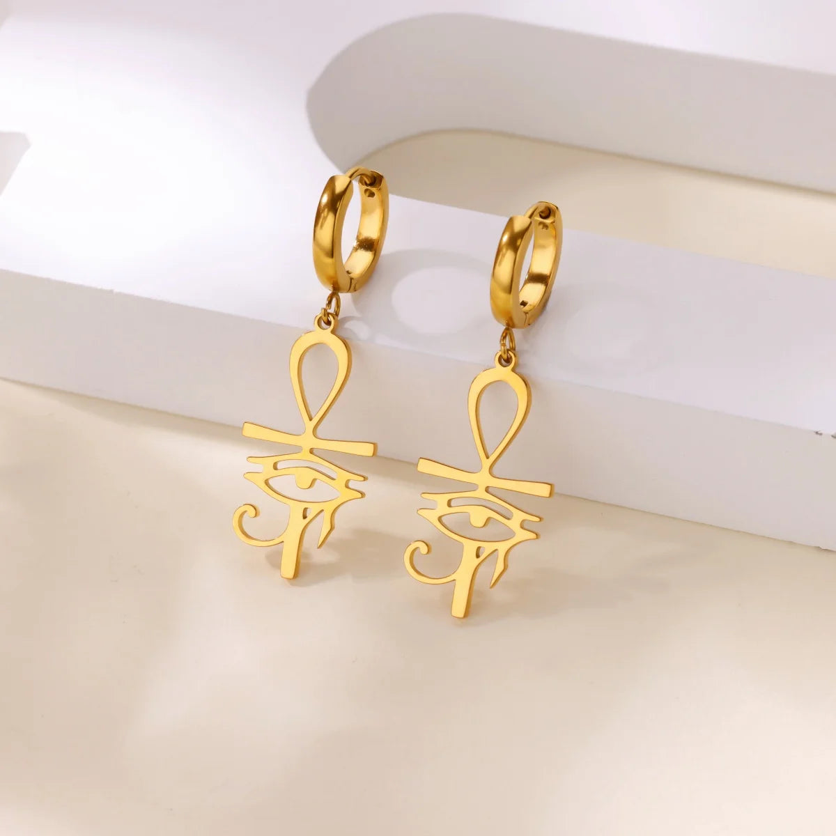 Ankh of Horus Egypt Pendant Earrings (Stainless Steel)