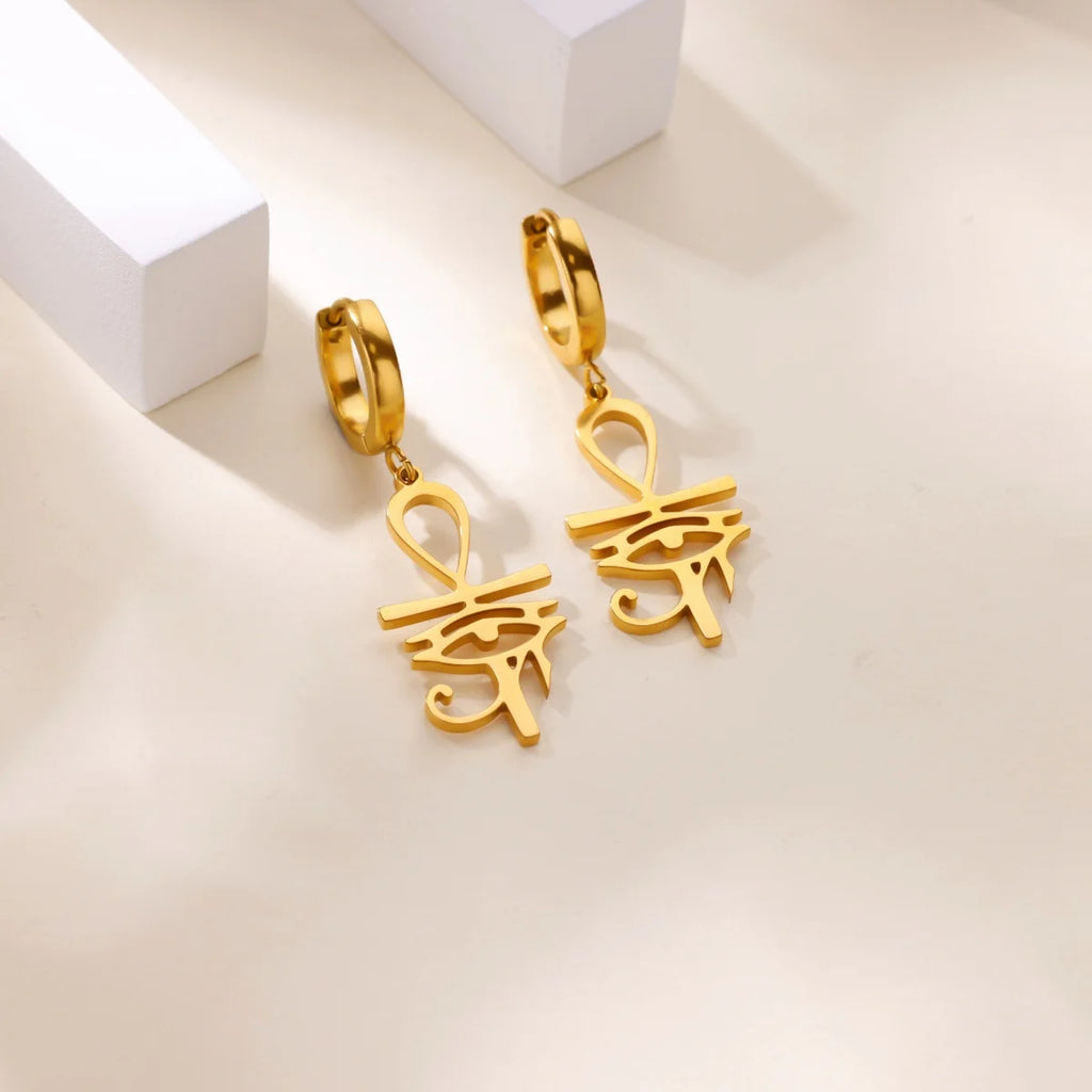 Ankh of Horus Egypt Pendant Earrings (Stainless Steel)