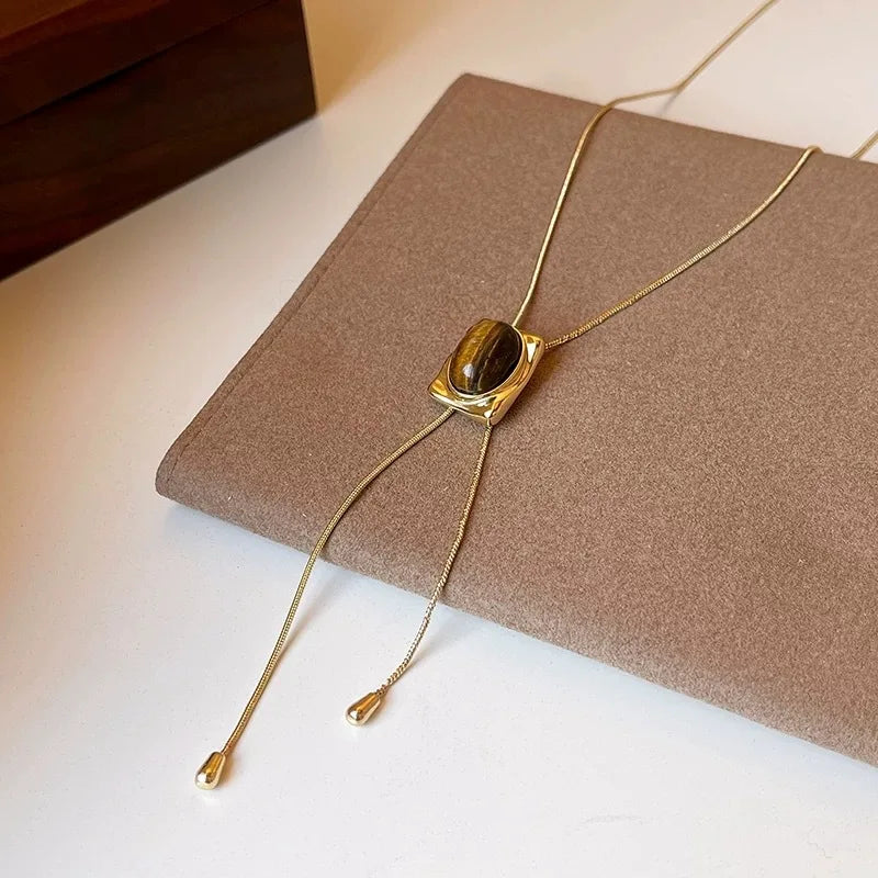 Tigers Eye Tie Necklace